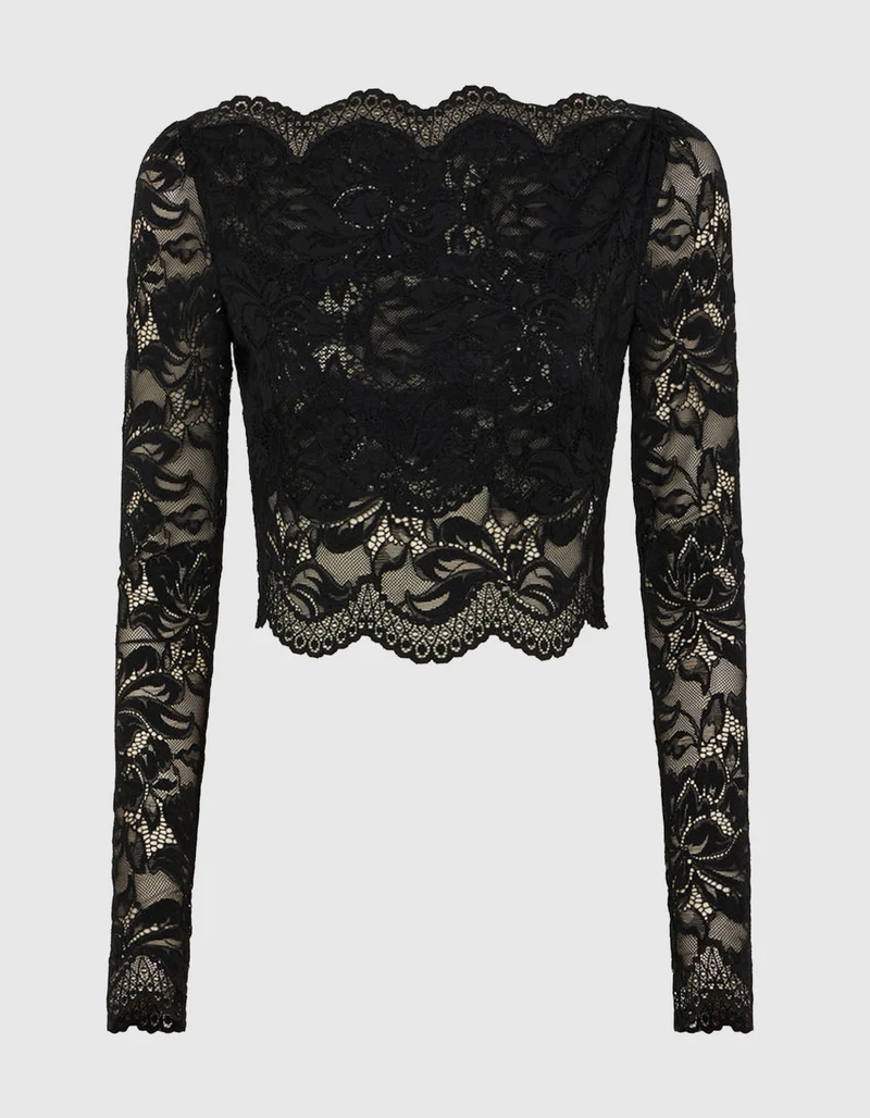 Cropped Spitzen-Longsleeve