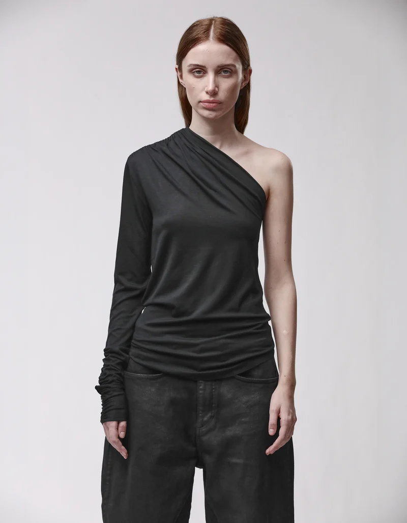 One-Shoulder-Longsleeve mit Raffungen