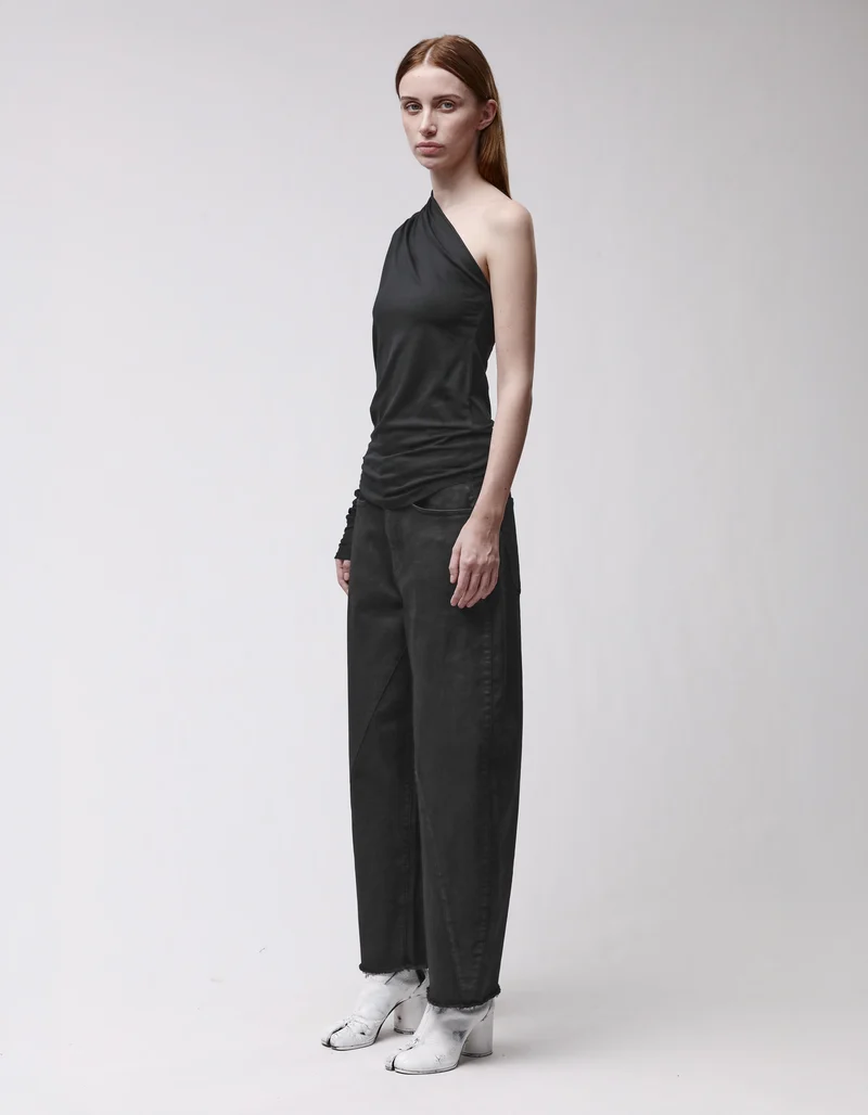 One-Shoulder-Longsleeve mit Raffungen