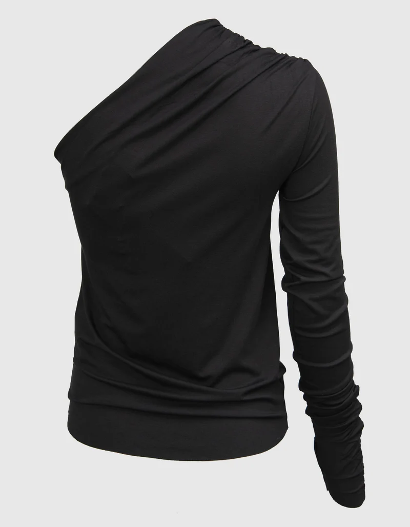 One-Shoulder-Longsleeve mit Raffungen