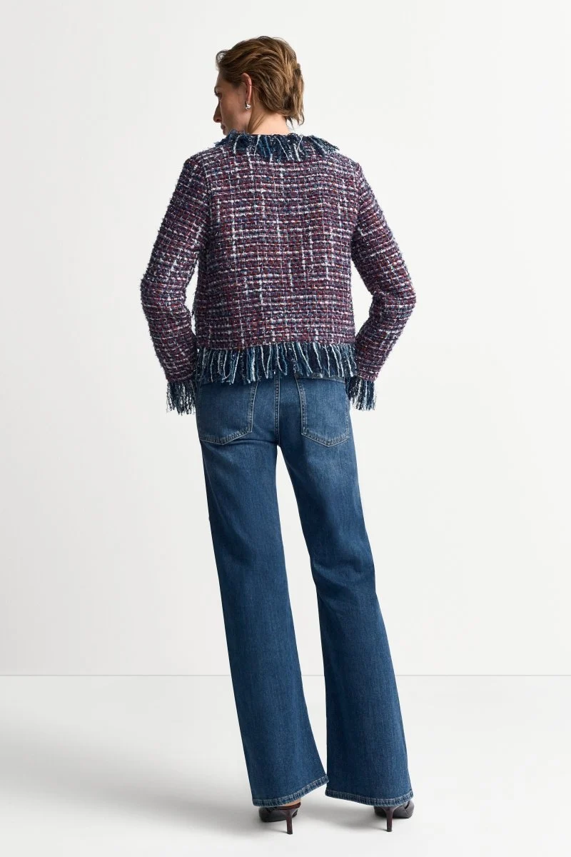 Rich & Royal Fransen-Bouclé-Jacke Mitternachtsblau