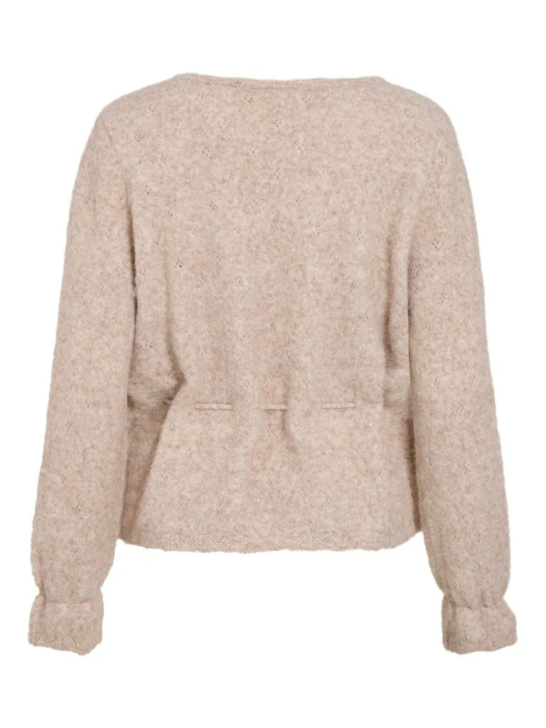 Vila Strickpullover V-Ausschnitt Vichamblin in Natural Melange