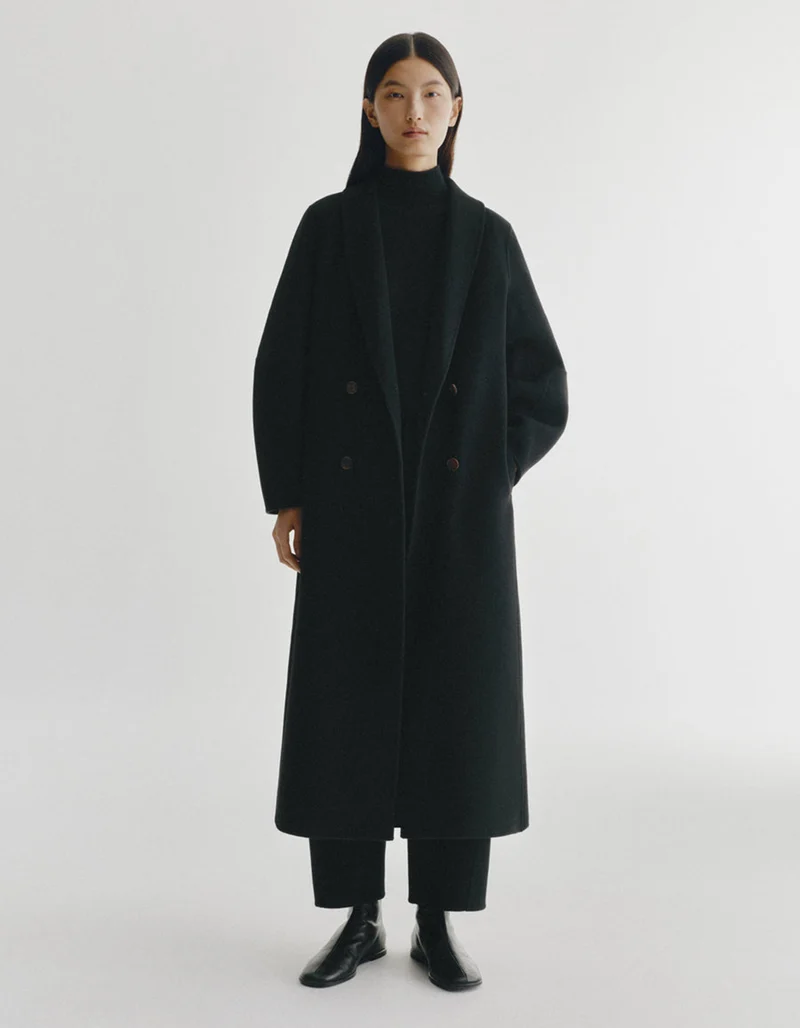 Doppelreihiger Oversize Woll-Kaschmir-Mantel