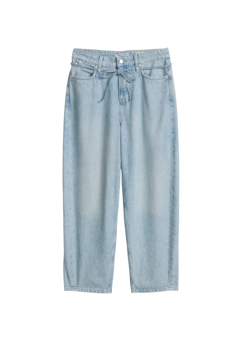 Denim Trousers, High Waist, Barrel, Light Blue_Multi_63