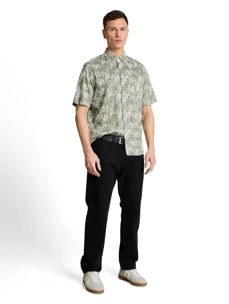 relaxed printed shirt, sea spray stripy palm print