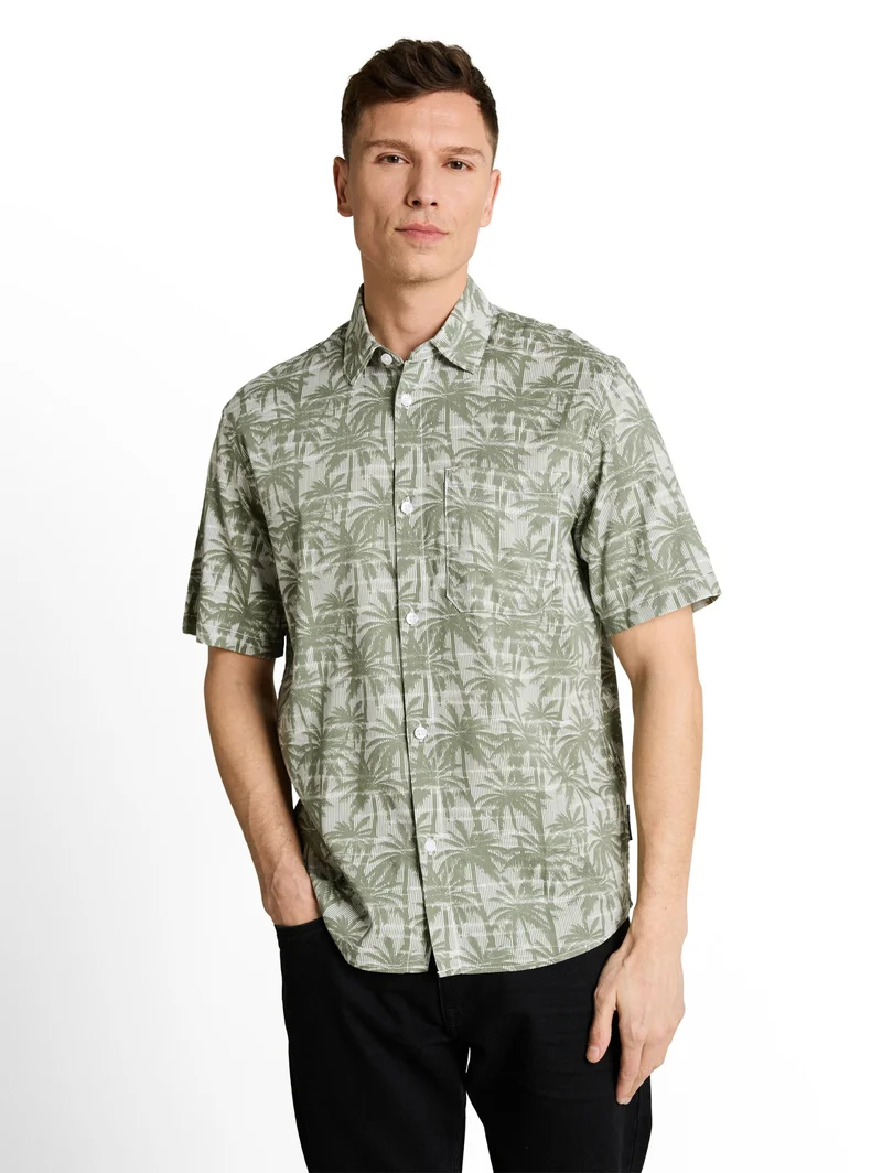 relaxed printed shirt, sea spray stripy palm print