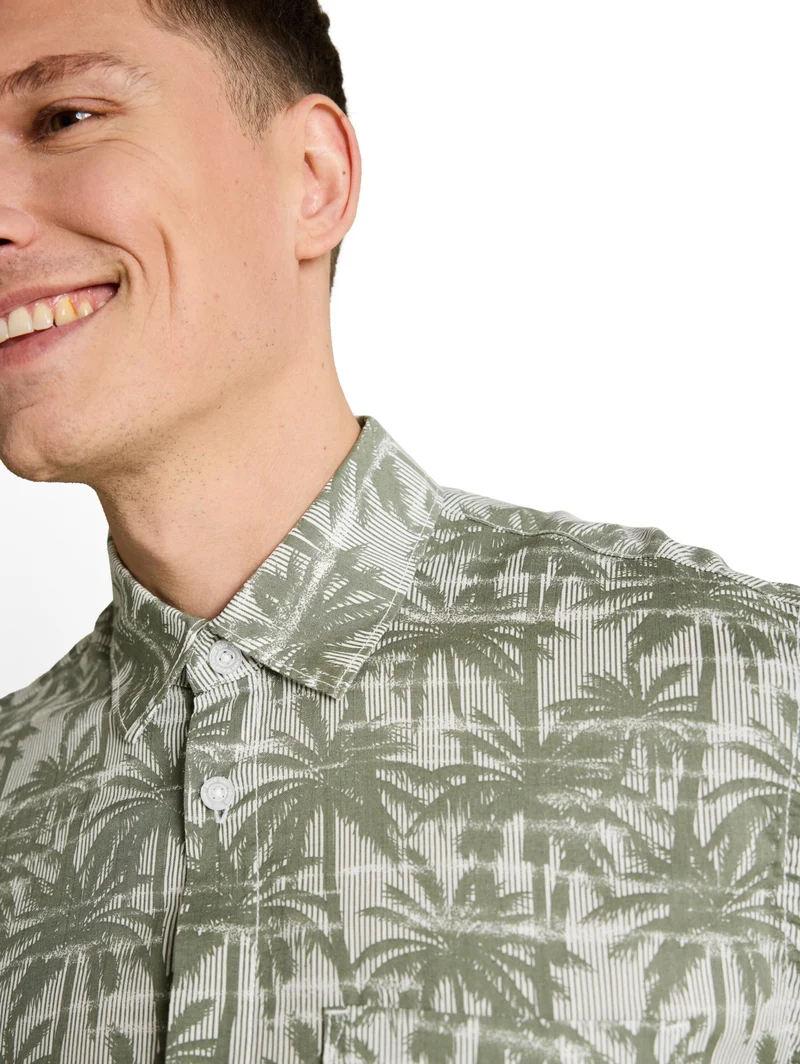 relaxed printed shirt, sea spray stripy palm print