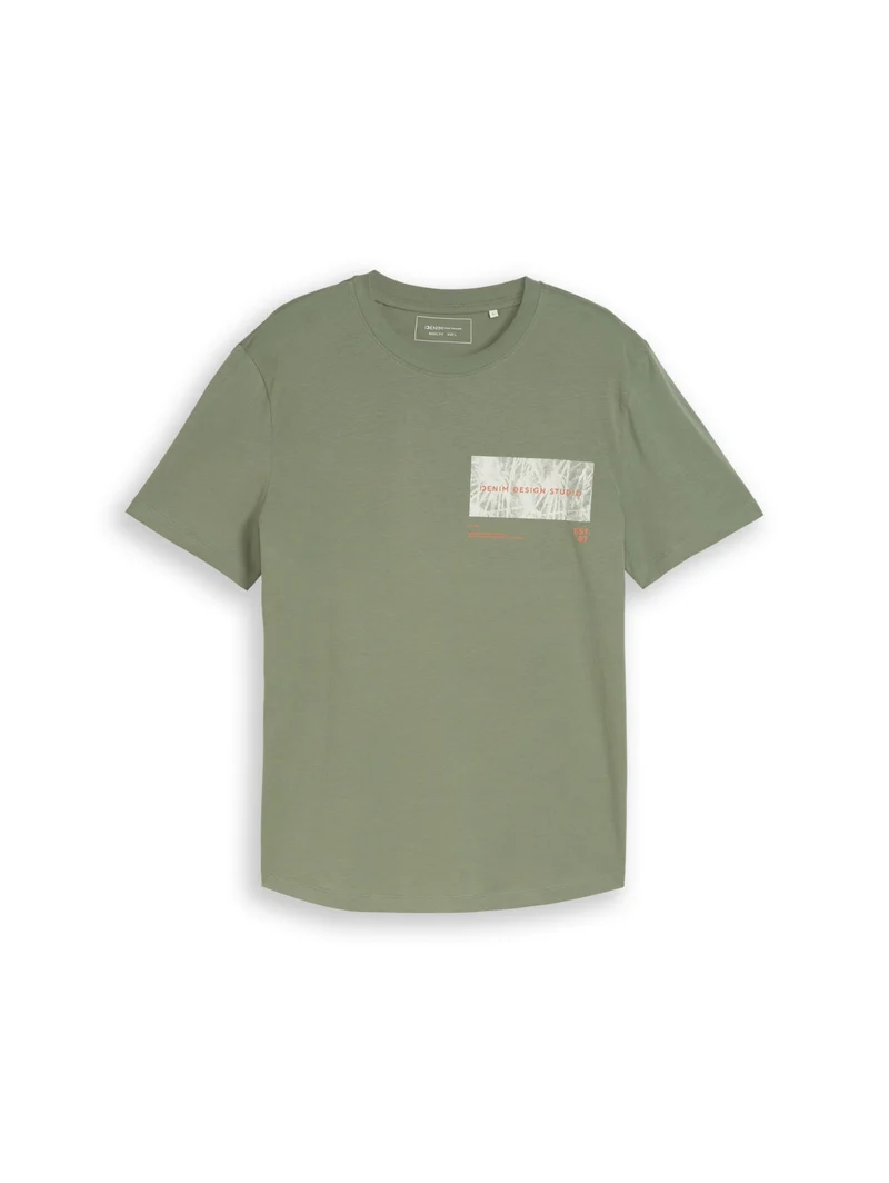 rounded hem printed t-shirt, Sea Spray