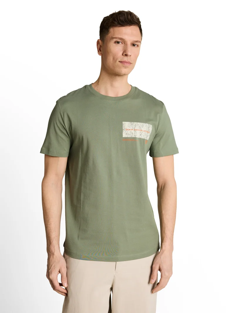 rounded hem printed t-shirt, Sea Spray