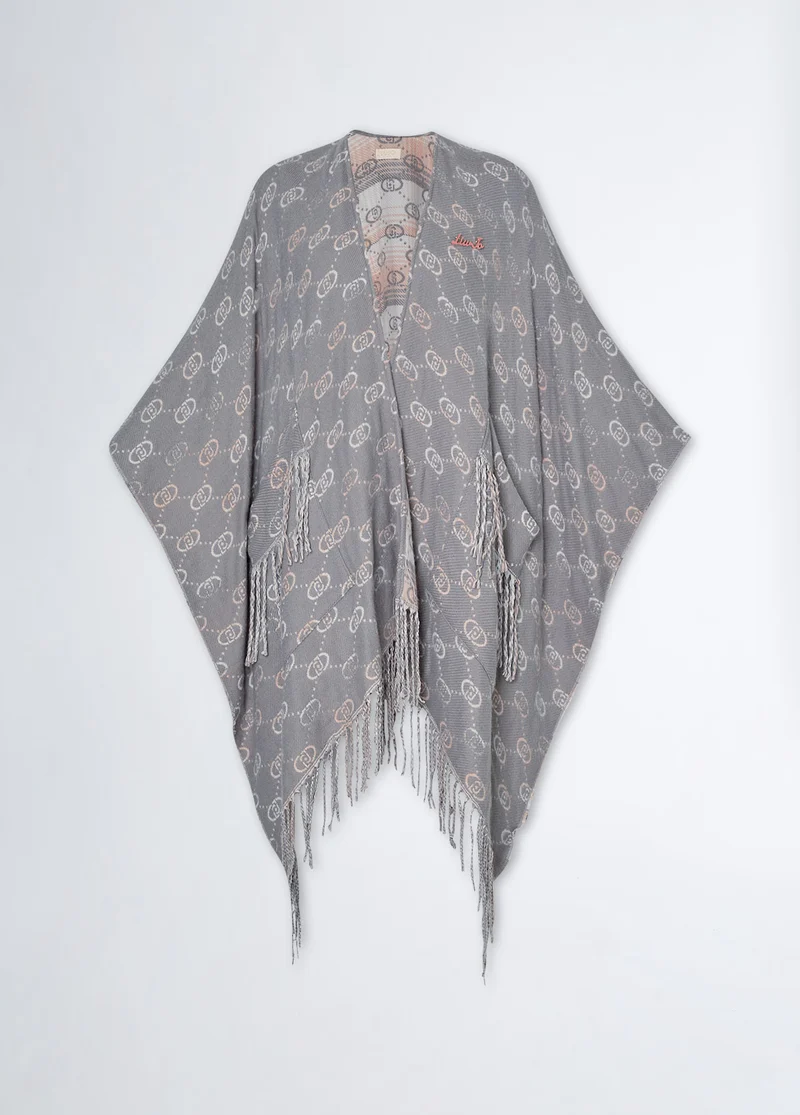 Poncho with Jacquard Logo
