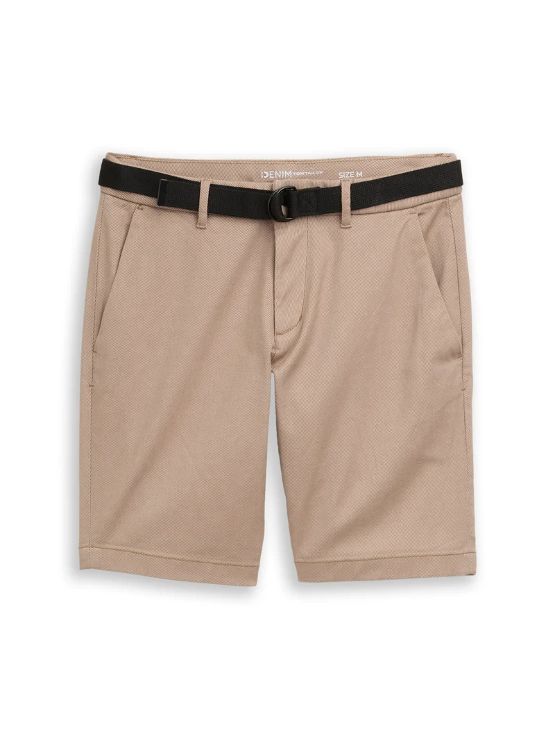 regular structured chino short, beige tonal twill structure