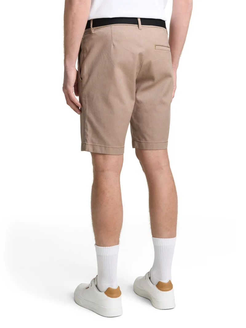 regular structured chino short, beige tonal twill structure