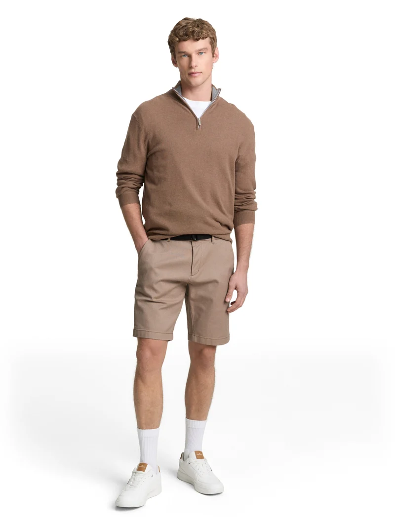 regular structured chino short, beige tonal twill structure