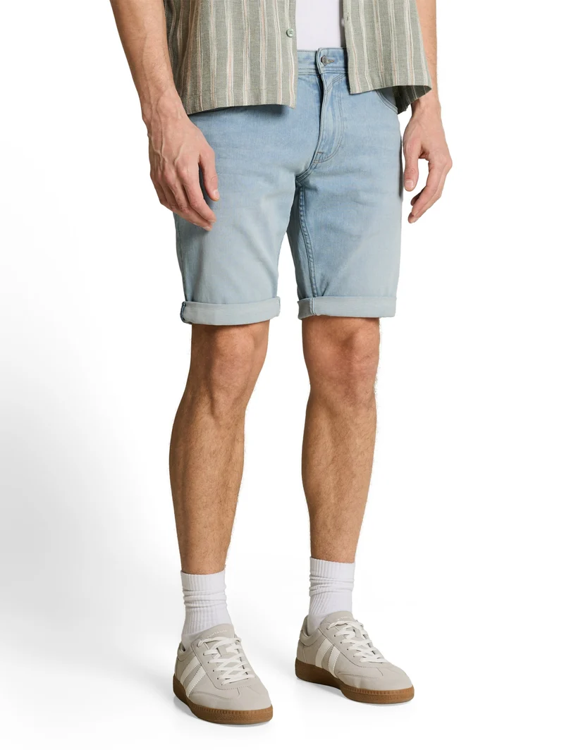 TTPIERS SLIM SHORTS, Used Bleached Blue Denim