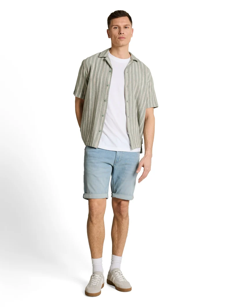 TTPIERS SLIM SHORTS, Used Bleached Blue Denim