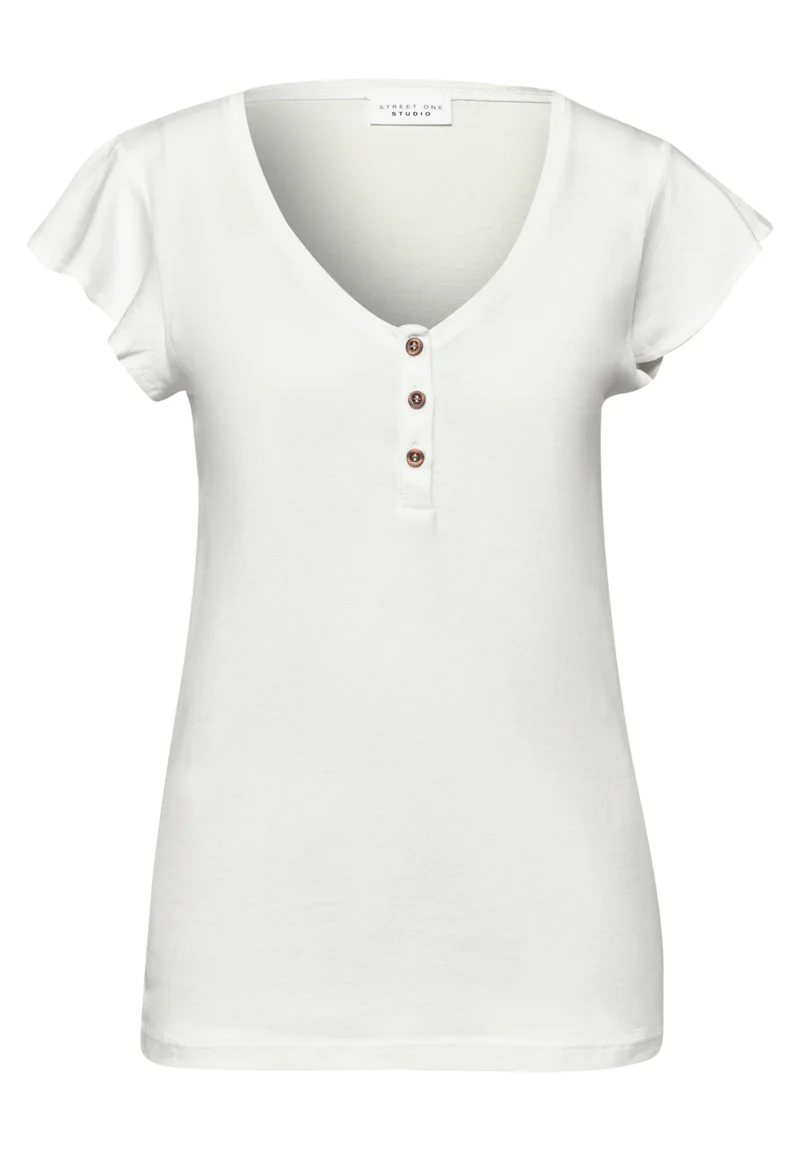 shirt w.button panel and volan, off white
