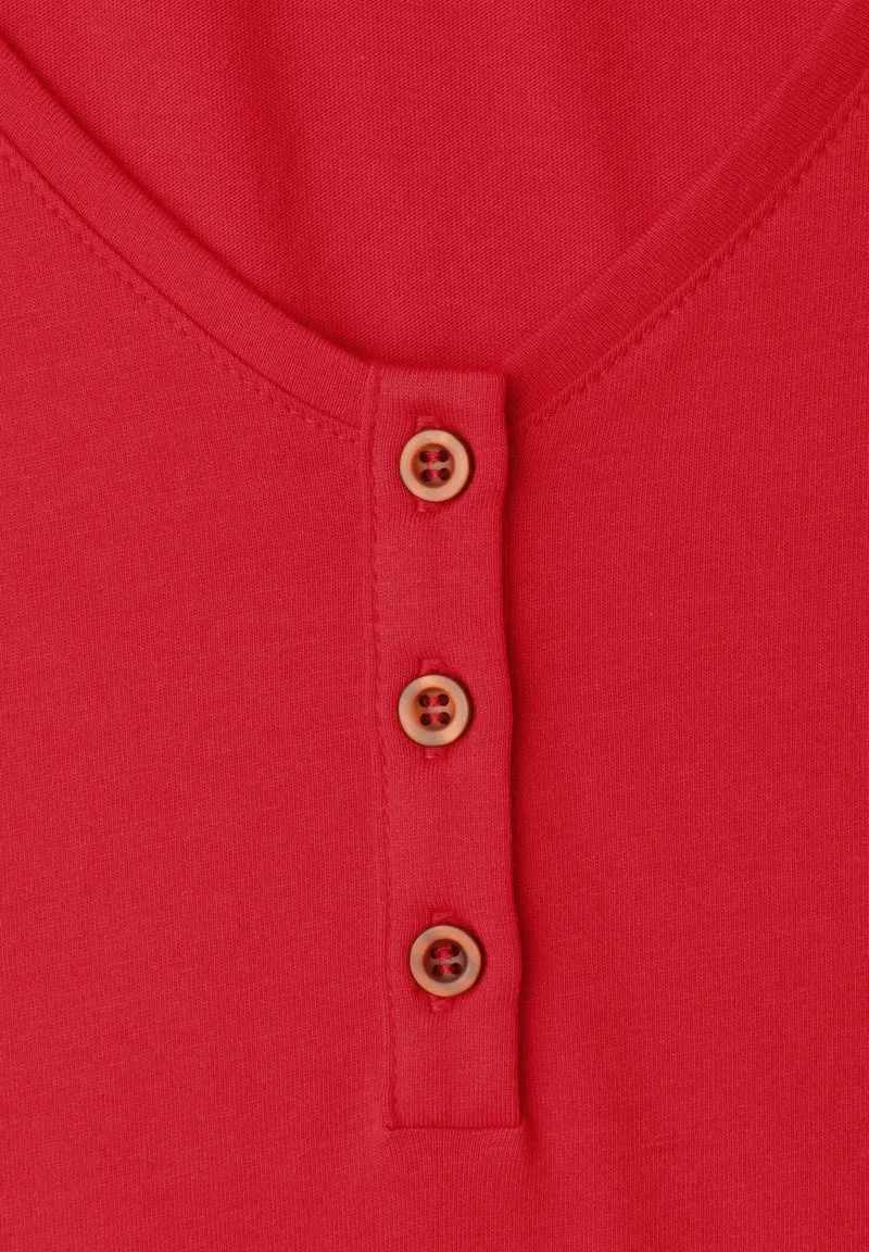 shirt w.button panel and volan, chili red