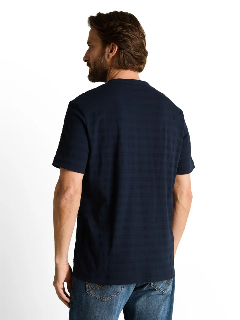 striped structured t-shirt, sky captain blue