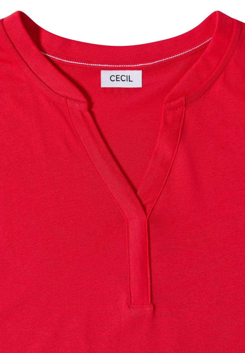 NOS Solid Rib Collar Tunic, glazed apple red