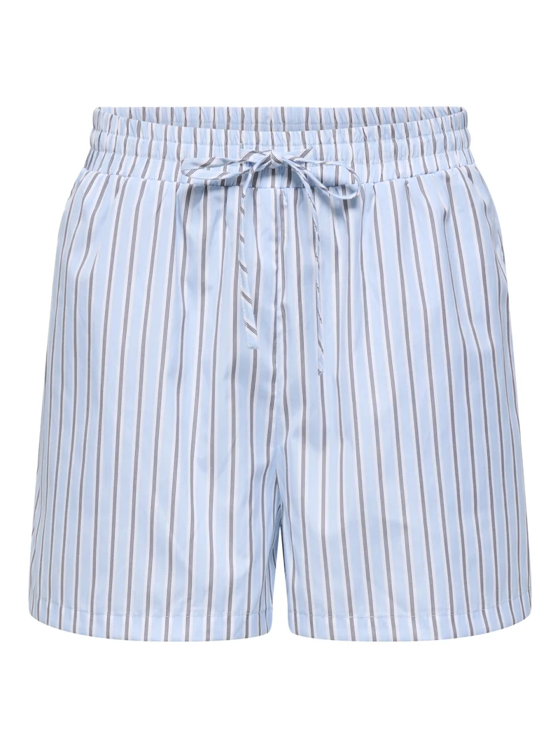 ONLLORIS STRIPED SHORTS WVN, Chambray Blue/W. Bright white + Bla