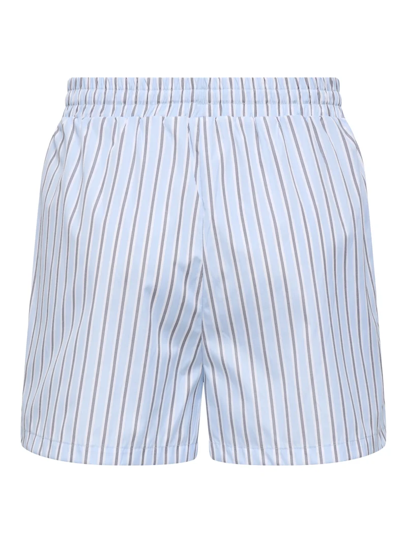 ONLLORIS STRIPED SHORTS WVN, Chambray Blue/W. Bright white + Bla