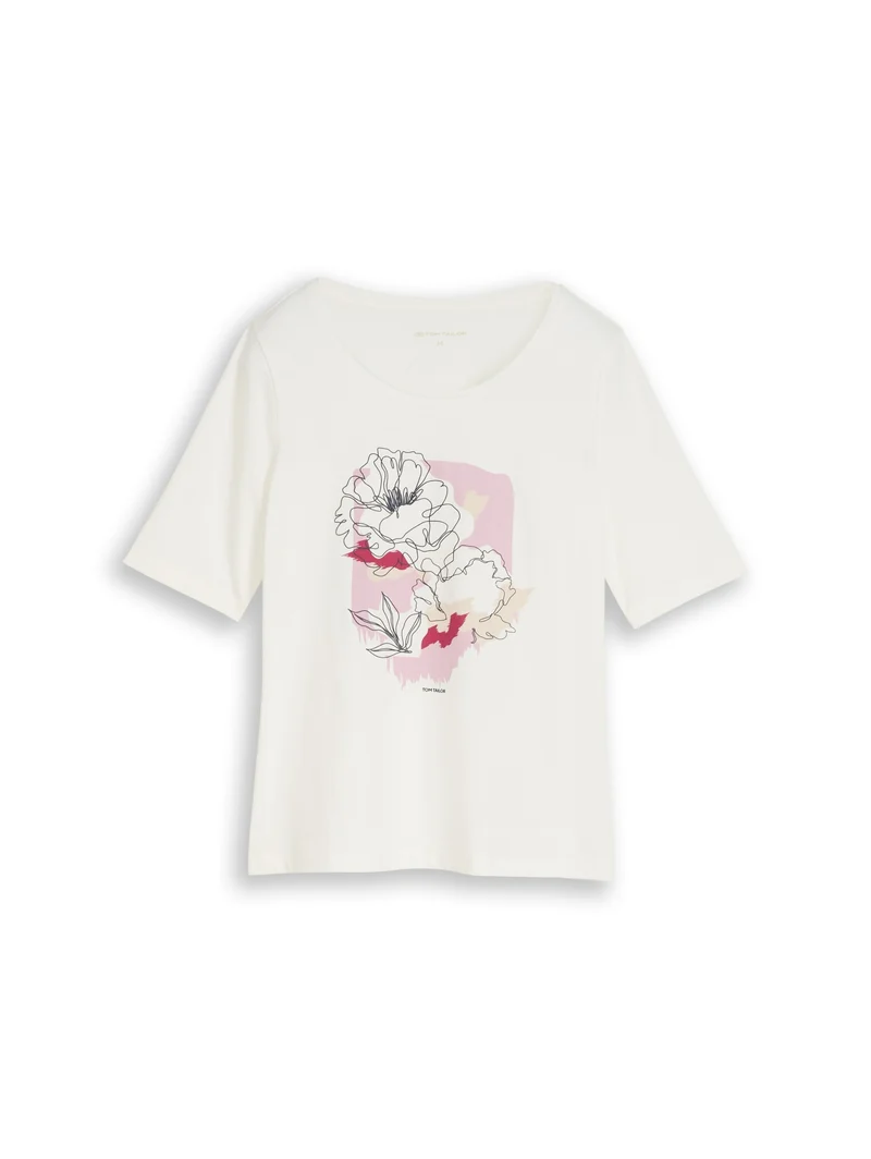 T-shirt crew neck with print, Whisper White