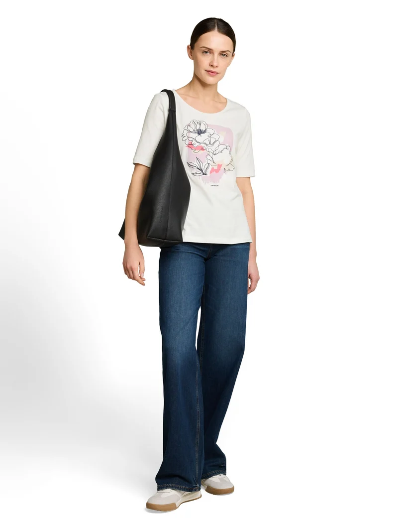 T-shirt crew neck with print, Whisper White