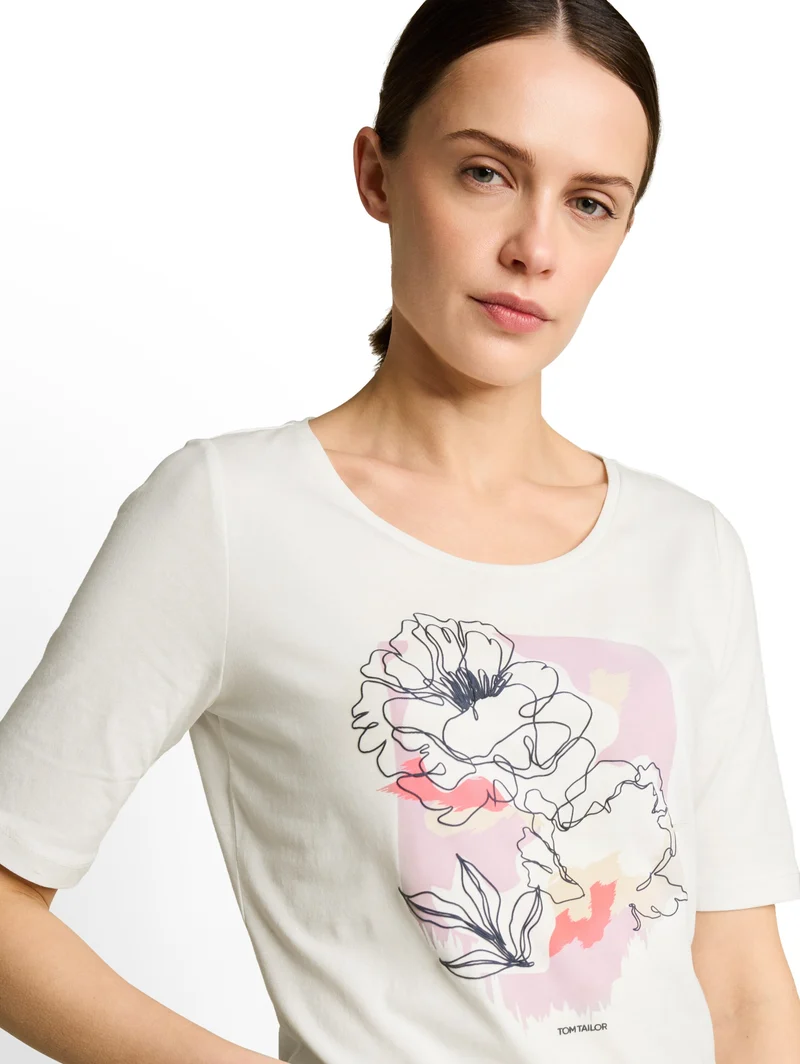 T-shirt crew neck with print, Whisper White