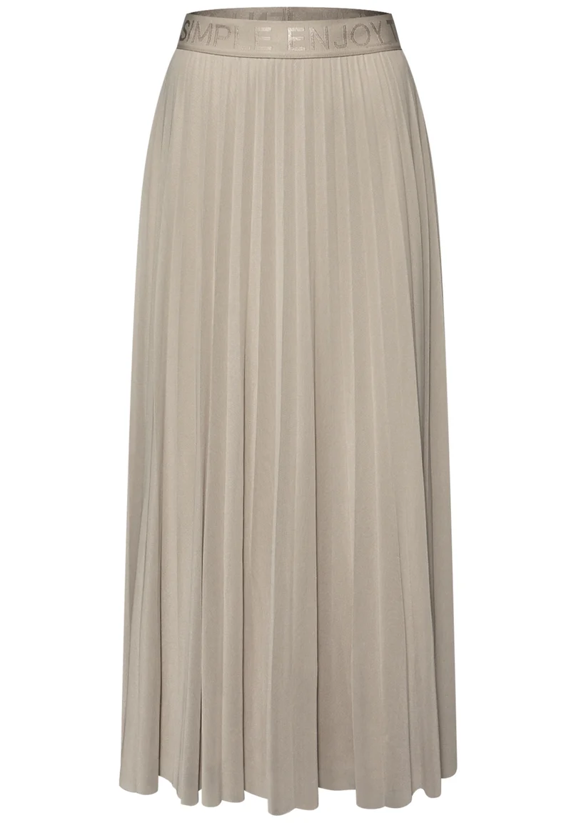 Mesh Plissée Skirt_solid, timeless beige