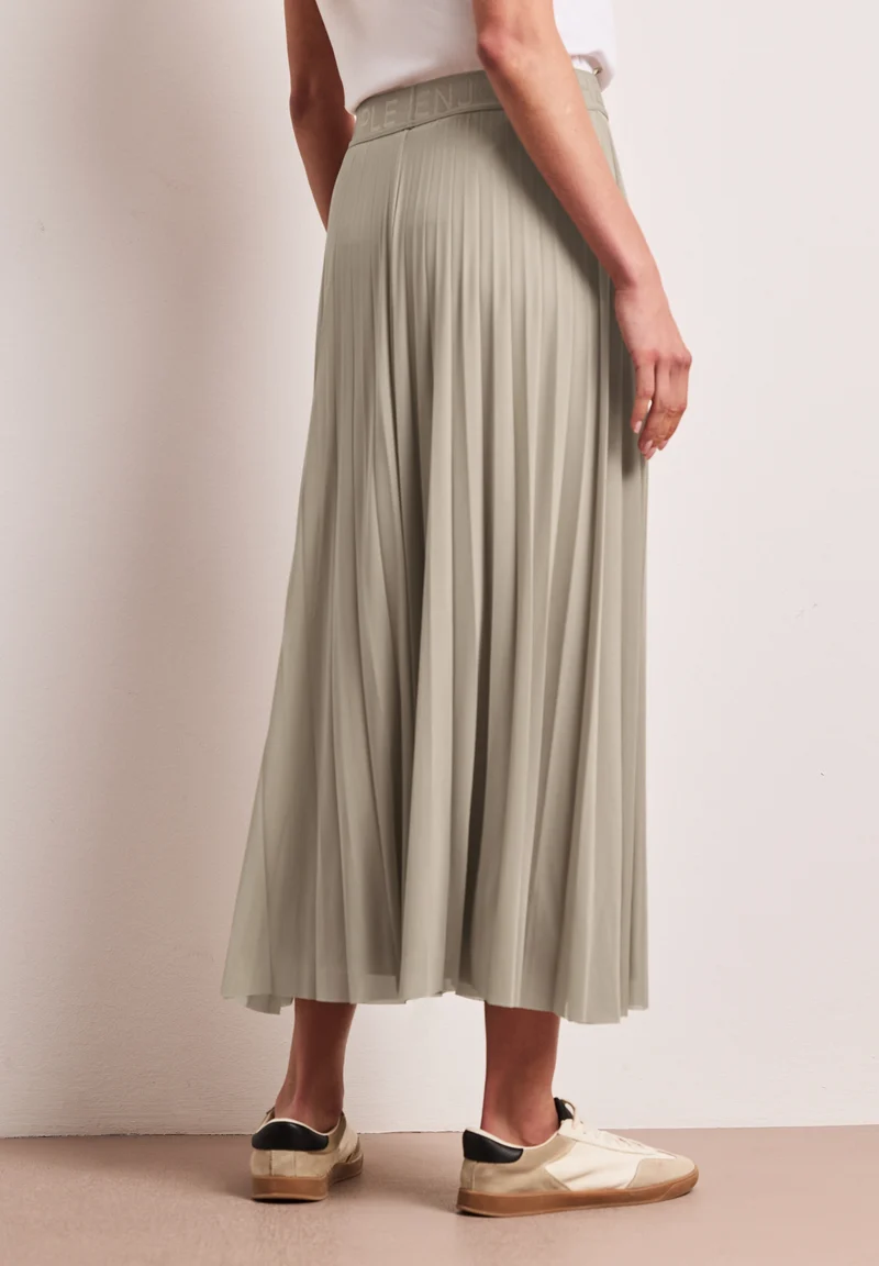 Mesh Plissée Skirt_solid, timeless beige
