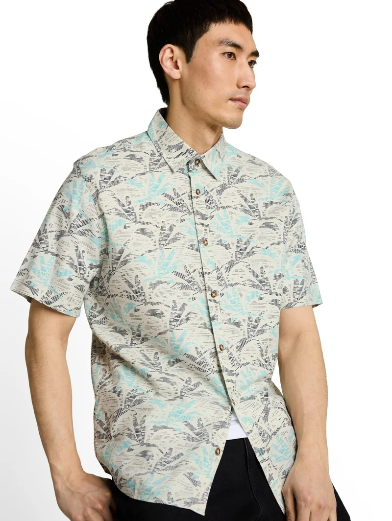 printed shirt, off white navy palm design