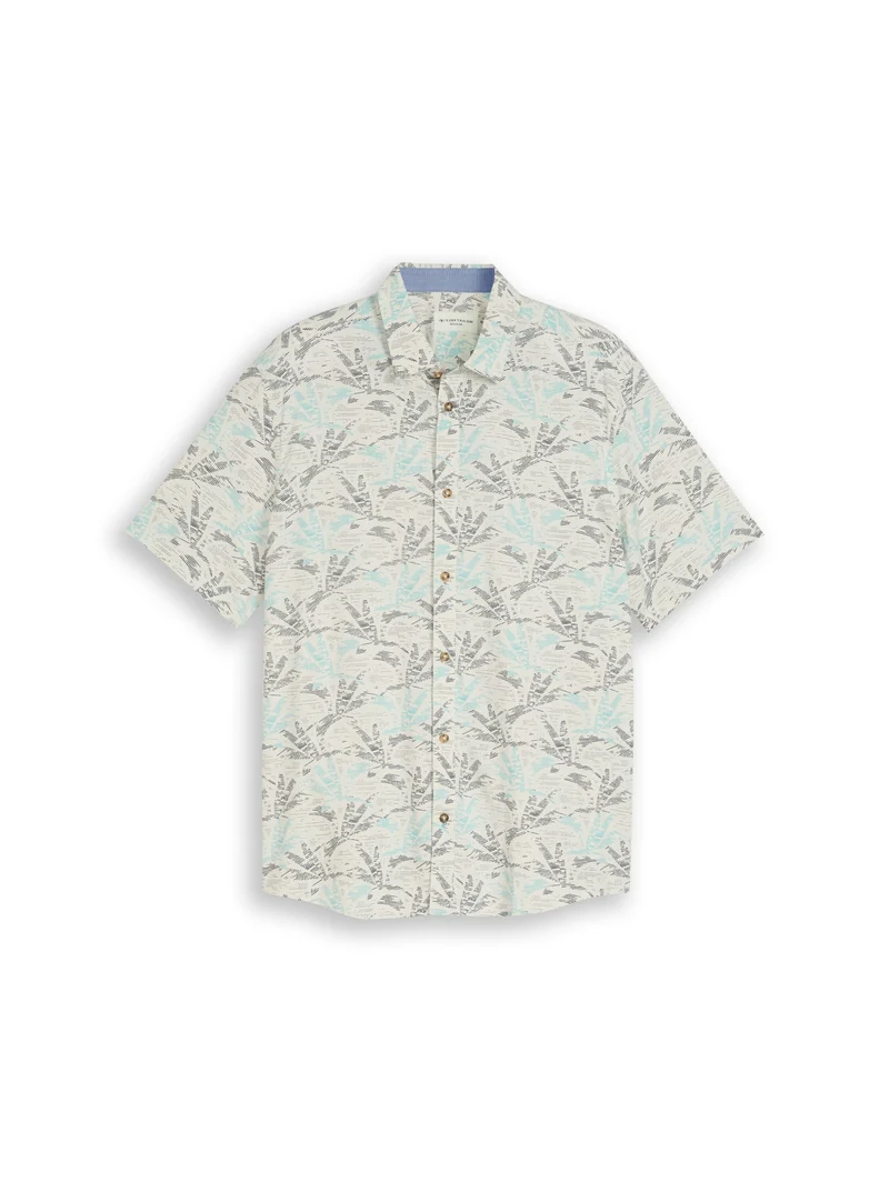 printed shirt, off white navy palm design