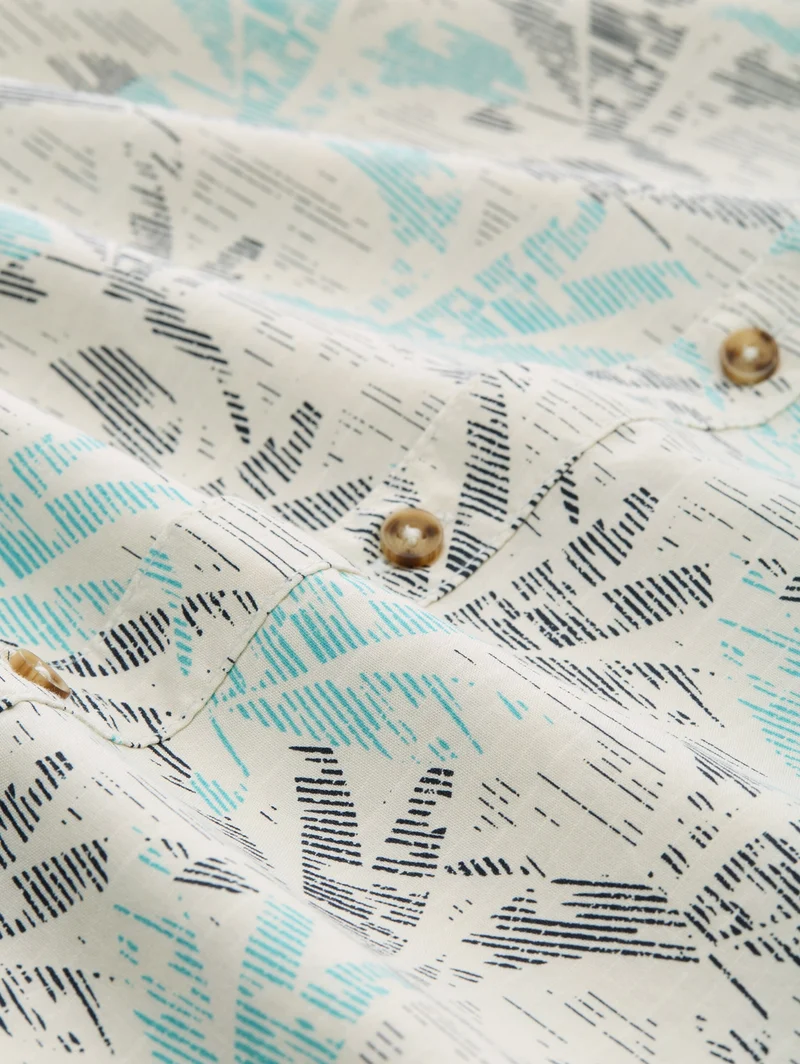 printed shirt, off white navy palm design
