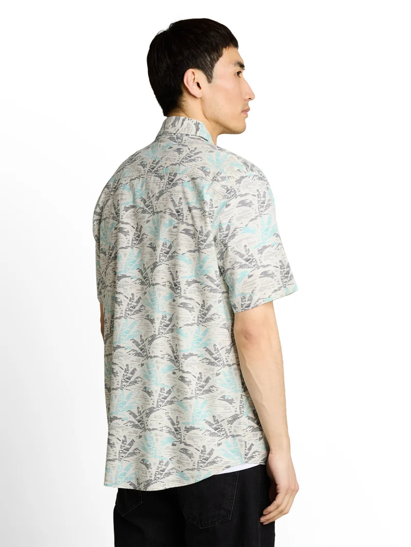 printed shirt, off white navy palm design