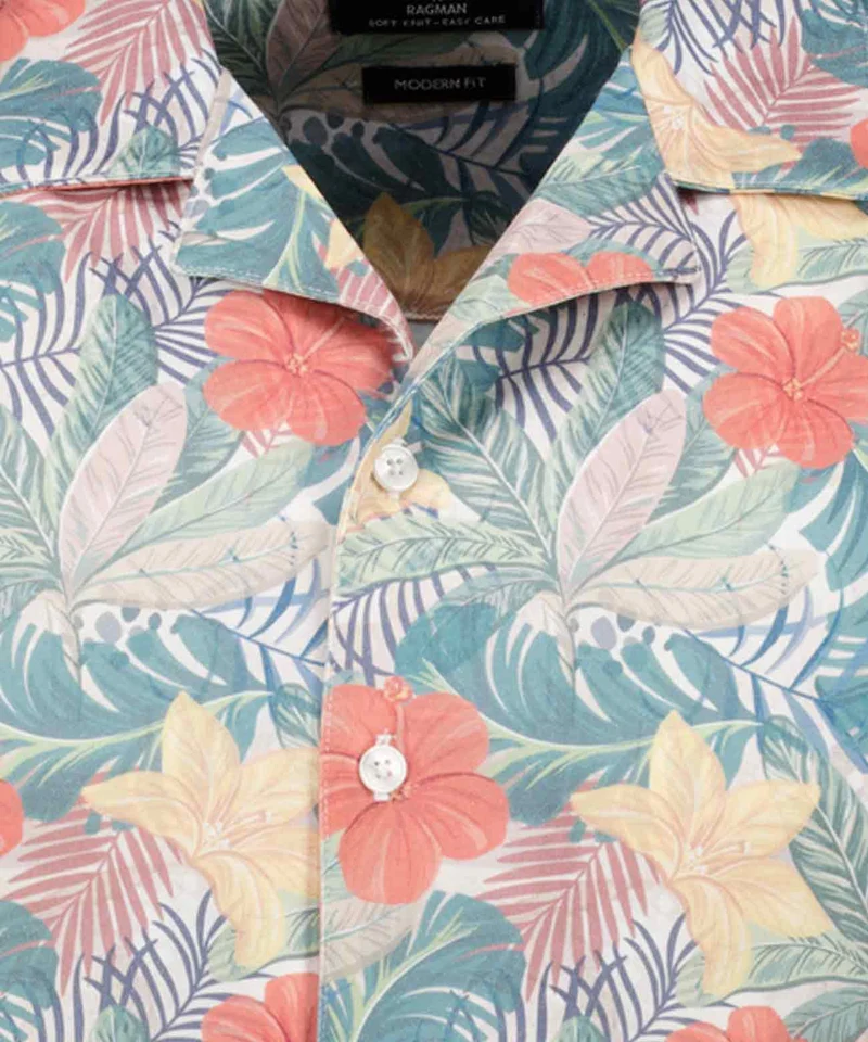 Resort collar, multi print, FLOWERS