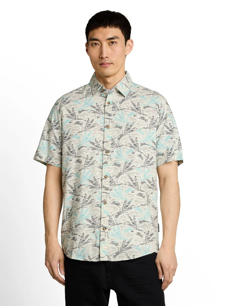 printed shirt, off white navy palm design