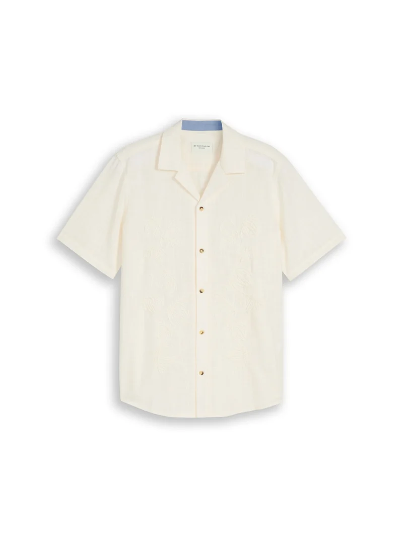 embroidered shirt, Gardenia White