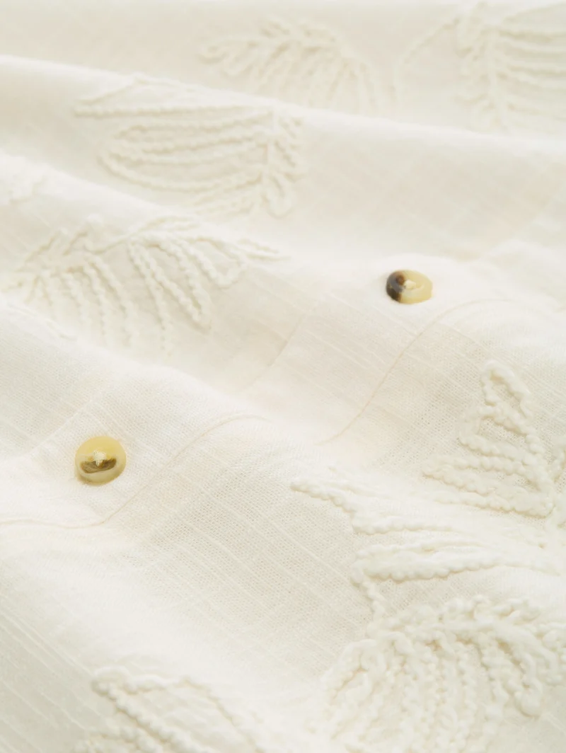embroidered shirt, Gardenia White