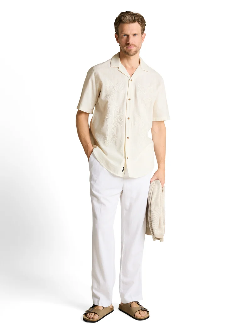 embroidered shirt, Gardenia White