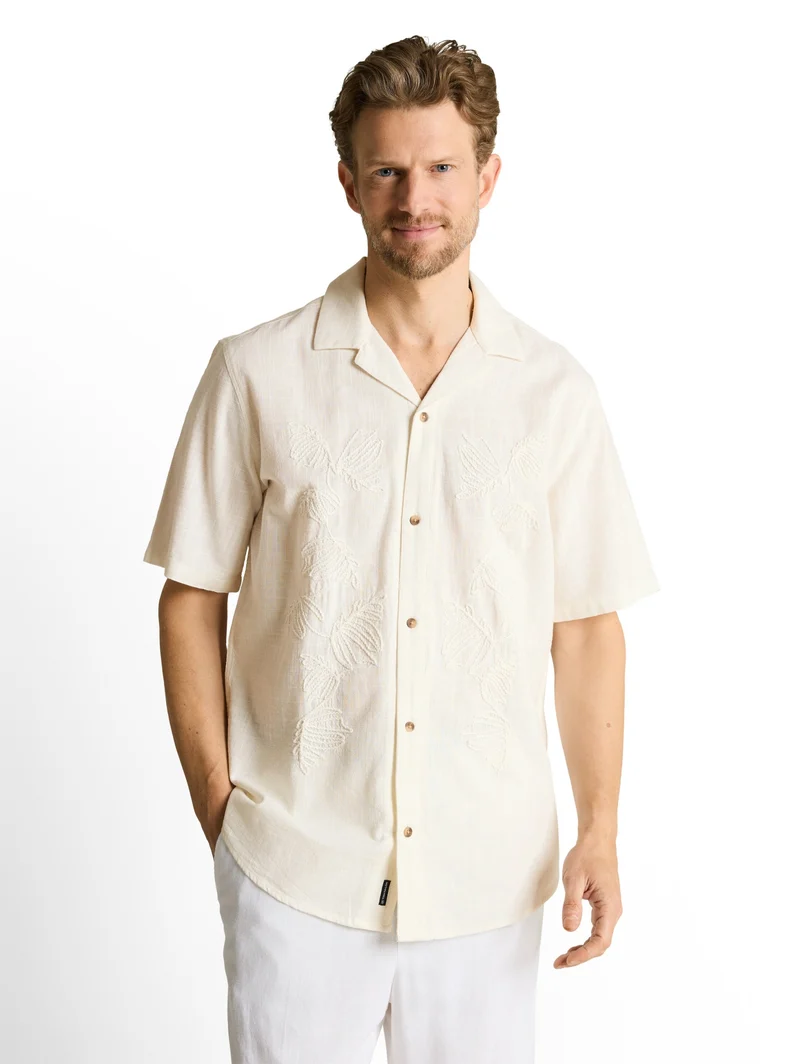 embroidered shirt, Gardenia White