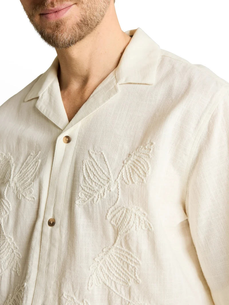 embroidered shirt, Gardenia White