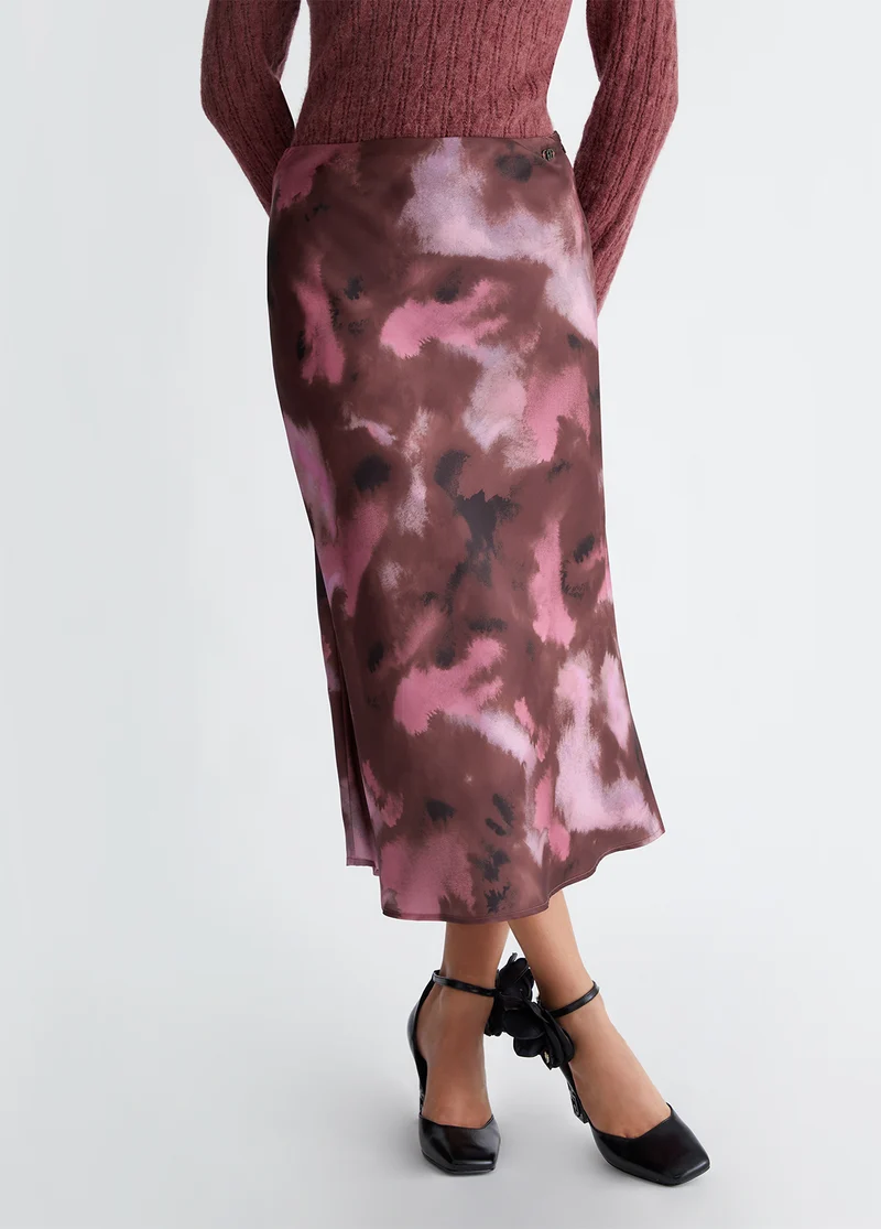 Printed twill skirt