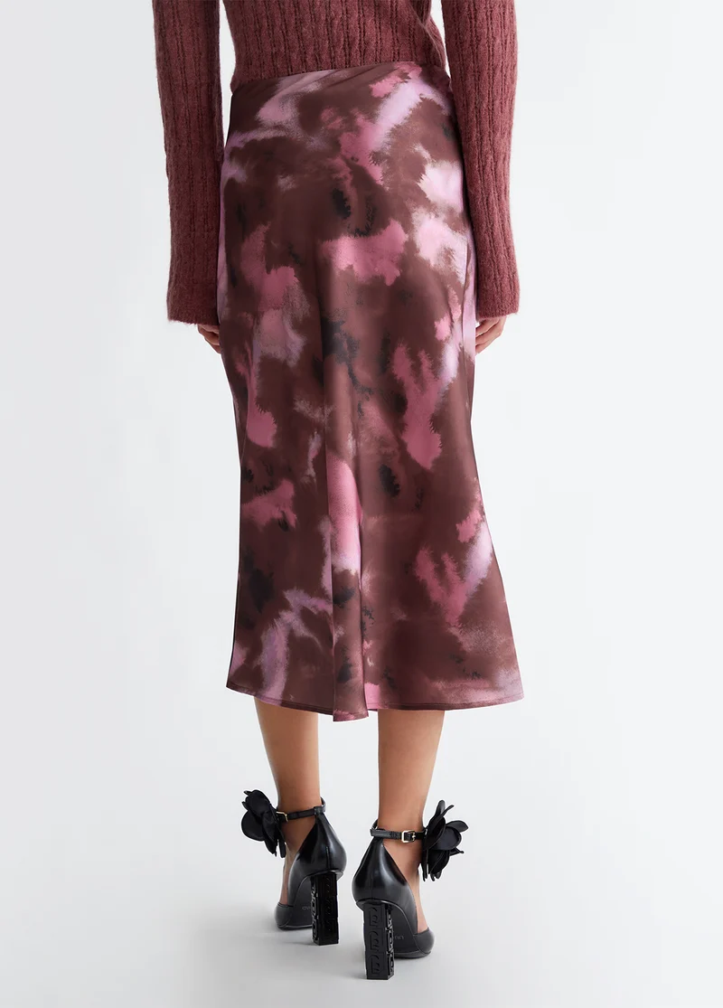 Printed twill skirt