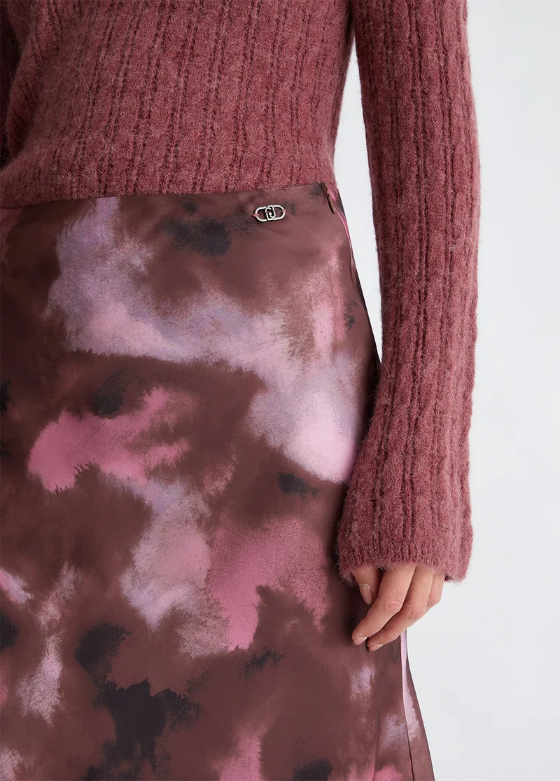 Printed twill skirt