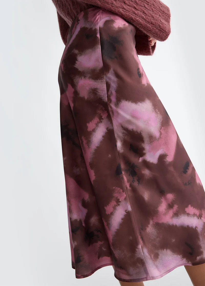 Printed twill skirt