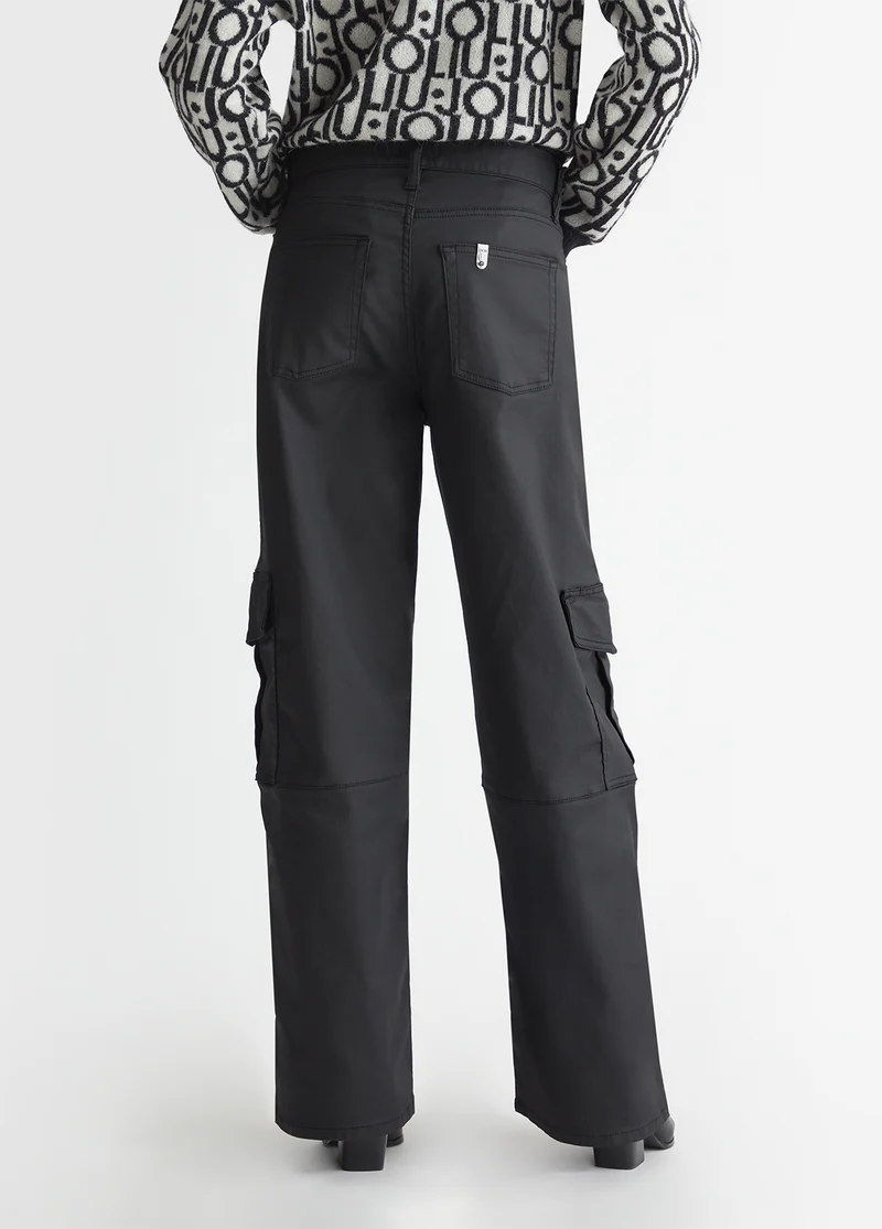 Coated fabric cargo trousers