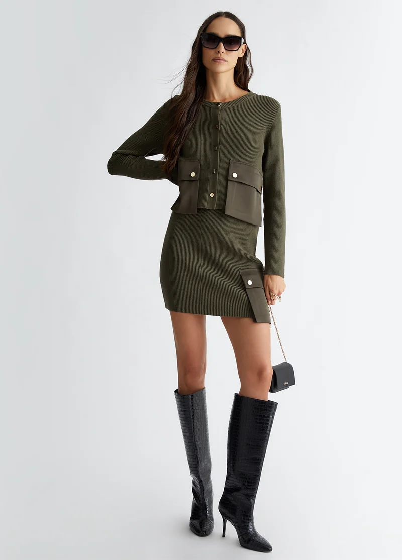 Knit miniskirt with pocket