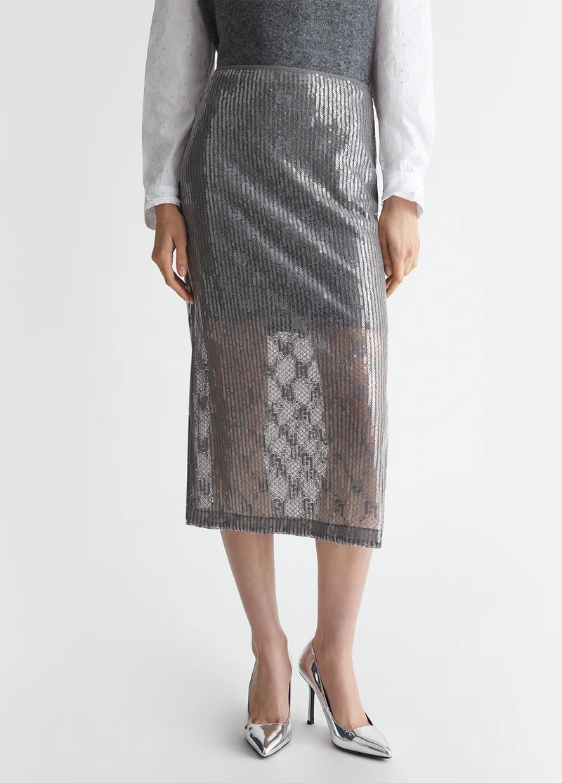 Sequinned Lace Skirt