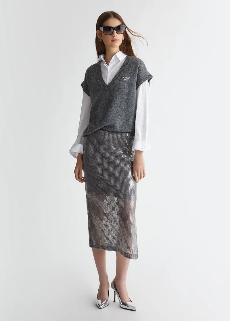 Sequinned Lace Skirt