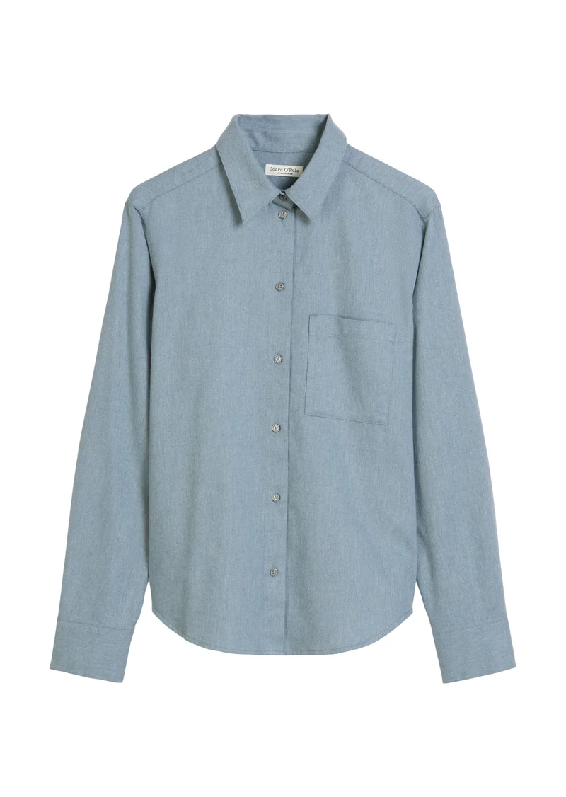 Blouse, fitted shape, kent collar,, slate blue